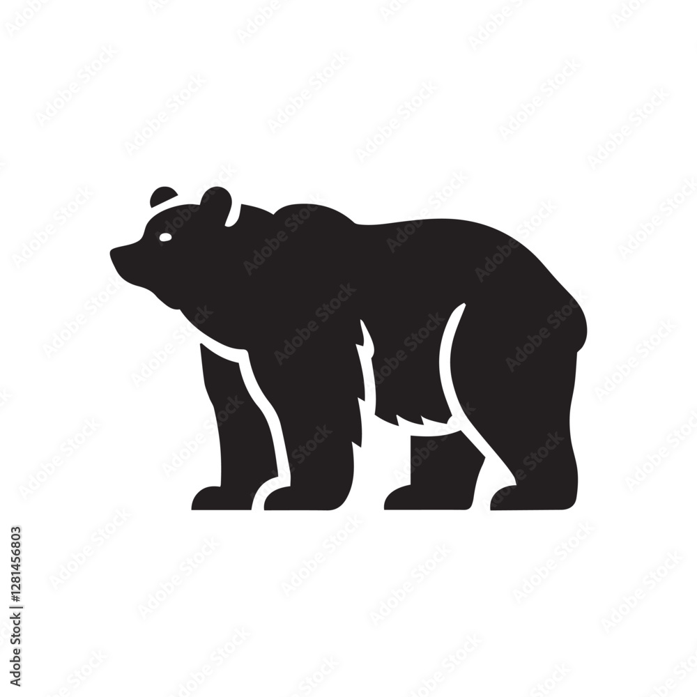 Fototapeta premium Vector bear silhouette isolated on white background