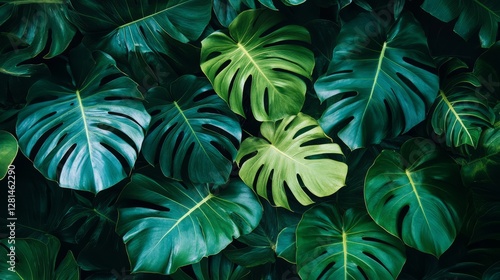 Wallpaper Mural Elegant tropical leaf wallpaper with luxurious monstera and philodendron leaves, intricate pattern design featuring lush greenery  Torontodigital.ca