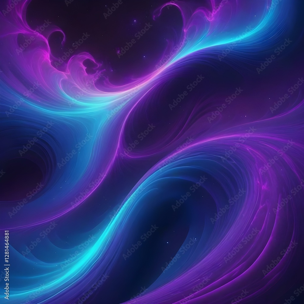 Obraz premium Neon Light Waves in a Dark Void – Futuristic Abstract Concept