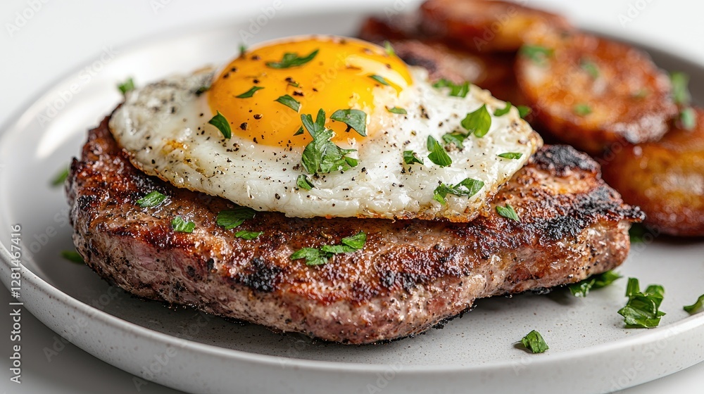 Fried Egg on Steak with Roasted Potatoes Fried Egg on Steak with Roasted Potatoes