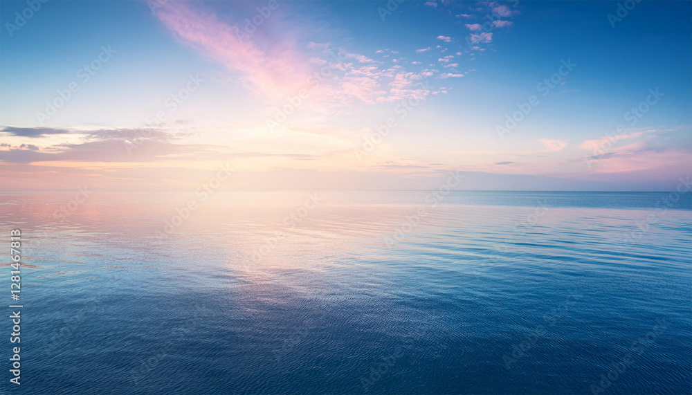 Obraz premium serene seascape at dawn with soft pastel colors reflecting on calm waters