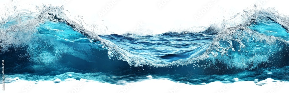 Obraz premium Ocean Waves Splashing on White Background