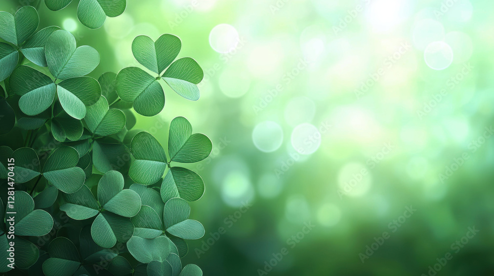 serene composition of green clover leaves with soft bokeh background serene composition of green clover leaves with soft bokeh background