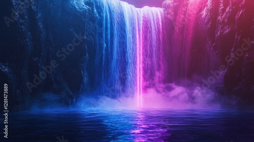 Neon Waterfall: A Surreal Dreamscape