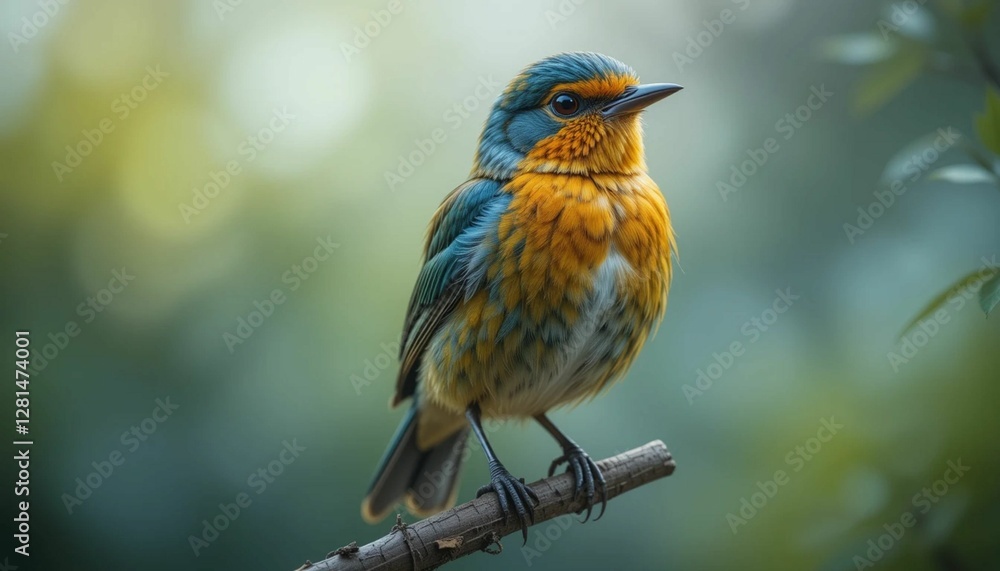 Obraz premium High-Resolution Songbird Illustration Isolated on Transparent Background, robin on a branch