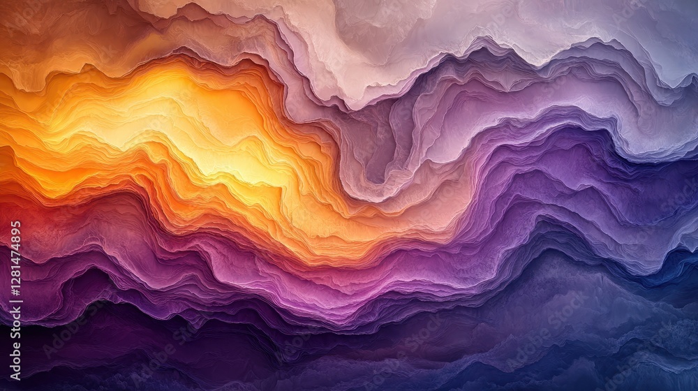 Abstract colorful layered landscape, digital art, background Abstract colorful layered landscape, digital art, background