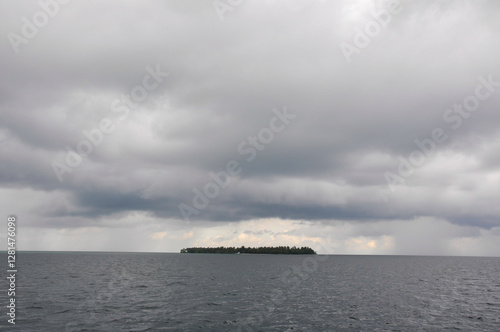 Ocean view with overcast grey sky
