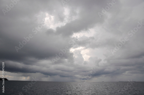 Ocean view with overcast grey sky