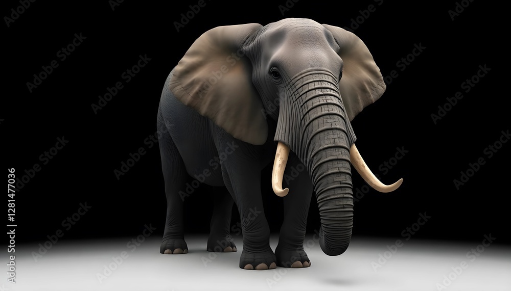 Obraz premium An elephant with tusks and a black background