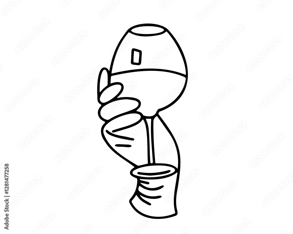 Hand with a glass of wine. Vector Hand with a glass of wine. Vector