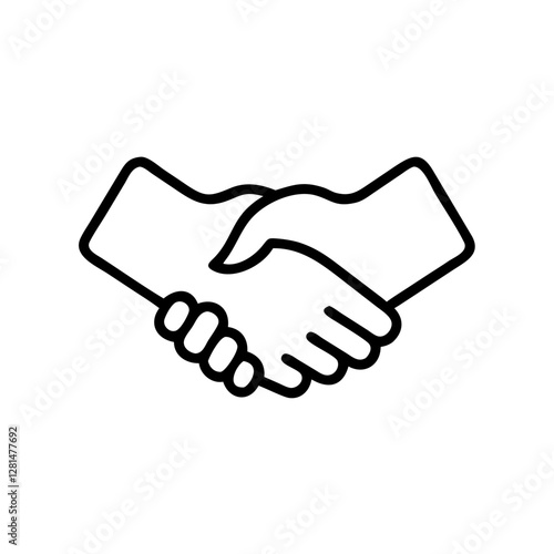 Handshake agreement line icon in black and white