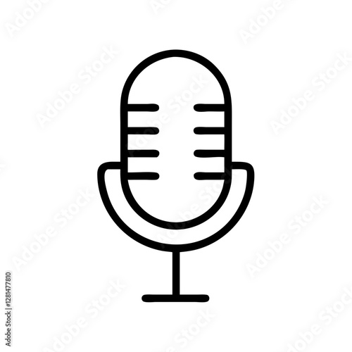 Microphone line icon in black and white