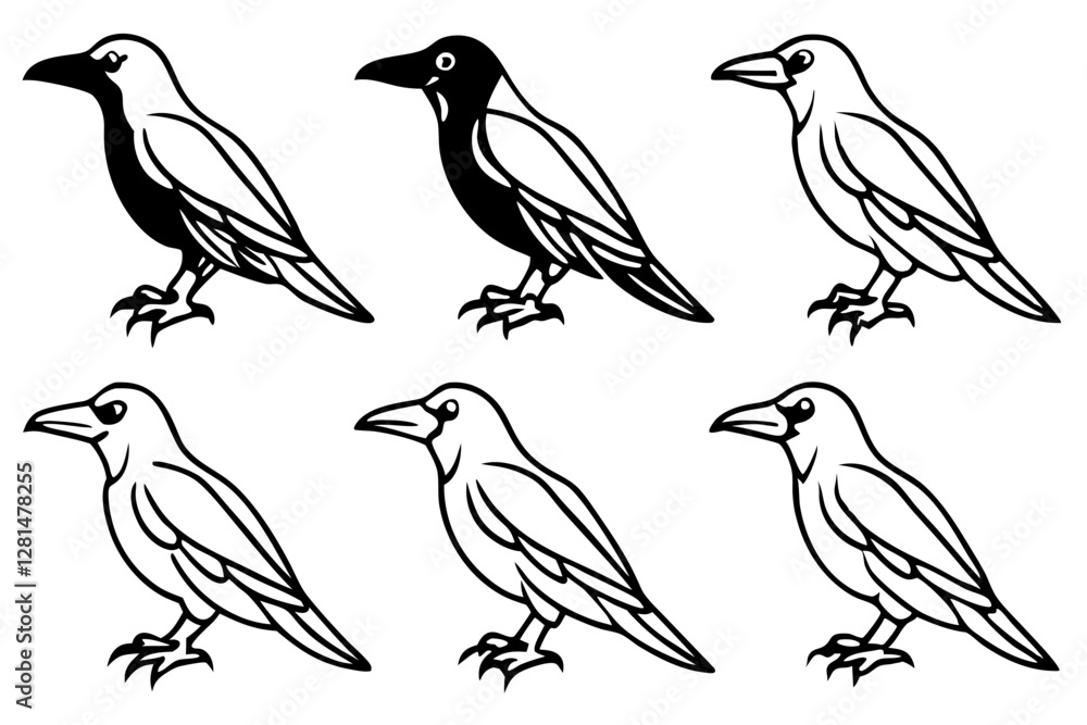 Fototapeta premium Minimal Raven Vector Pack