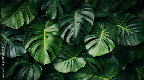 Wallpaper Mural Luxurious tropical leaf wallpaper with intricate monstera and philodendron leaves, nature-inspired pattern design with deep green tones  Torontodigital.ca