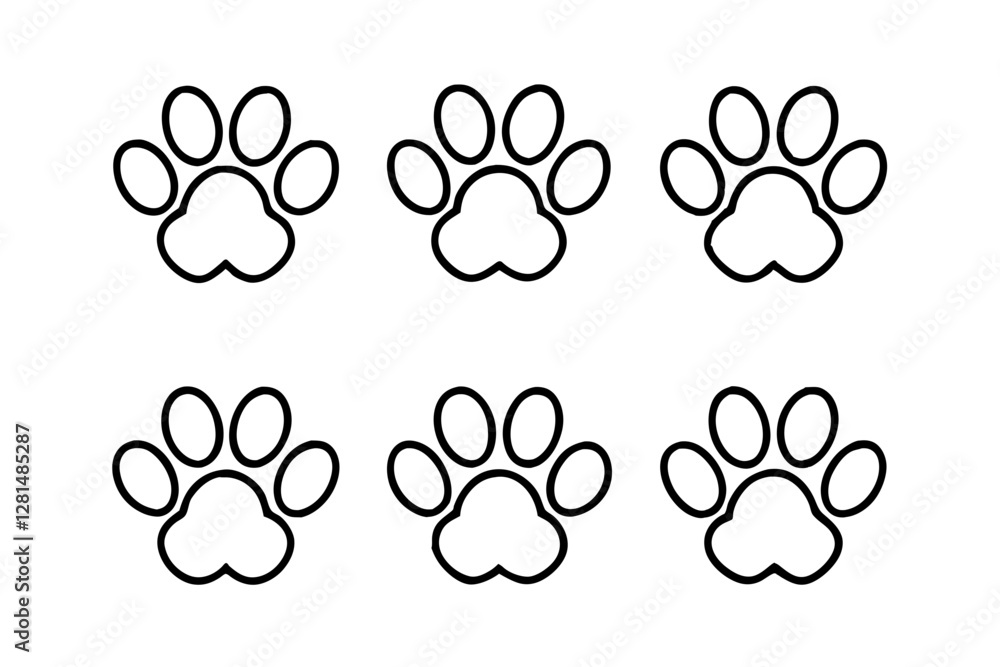 Fototapeta premium Simple Paw Outline Vector bandle set