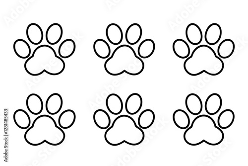 Simple Paw Outline Vector bandle set