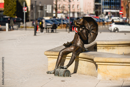 Fototapeta Naklejka Na Ścianę i Meble -  Bielsko Biała, stare zabytkowe kamienice, luty 2025.