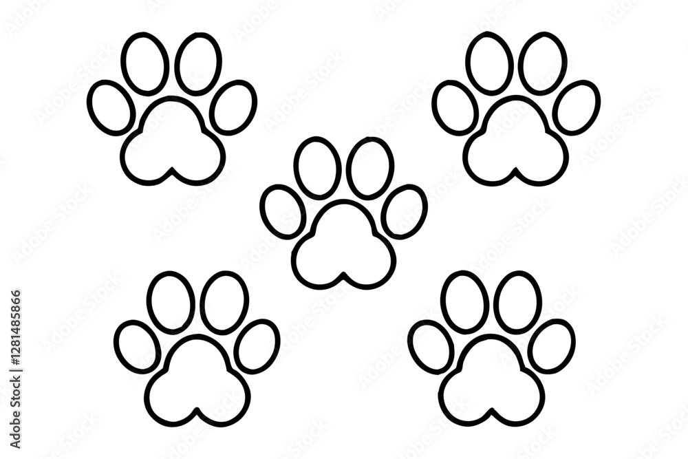 Fototapeta premium Simple Paw Outline Vector bandle set