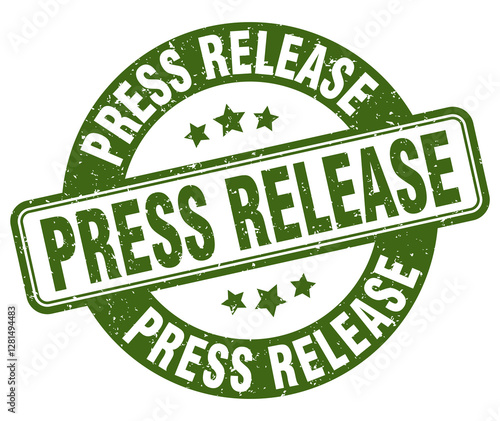 press release stamp. press release label. round grunge sign