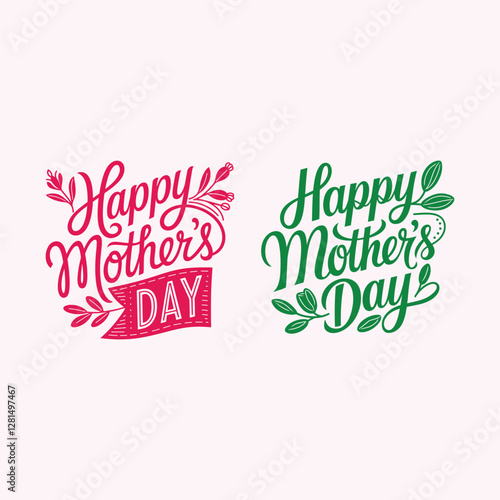 Happy Mother's Day text banner. Handwriting inscription Happy Mother's Day black color. Hand drawn vector art.