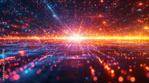 Abstract Cosmic Nebula Vibrant Energy Burst in Red and Blue