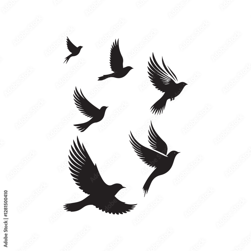 Obraz premium Bird's black silhouettes. bird silhouettes. isolated on white background.