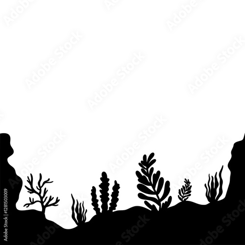 Coral reefs silhouette. underwater scene coral reefs. Under the sea floor 