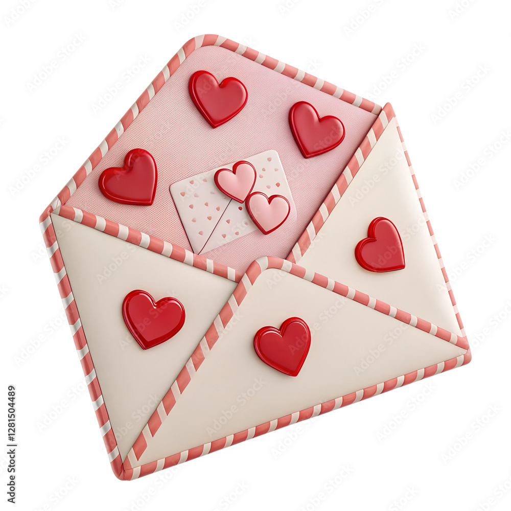 A love mail envelope with heart seal in 3D render isolated on a transparent background A love mail envelope with heart seal in 3D render isolated on a transparent background