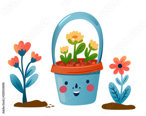 Cartoon cute characters face. Vector