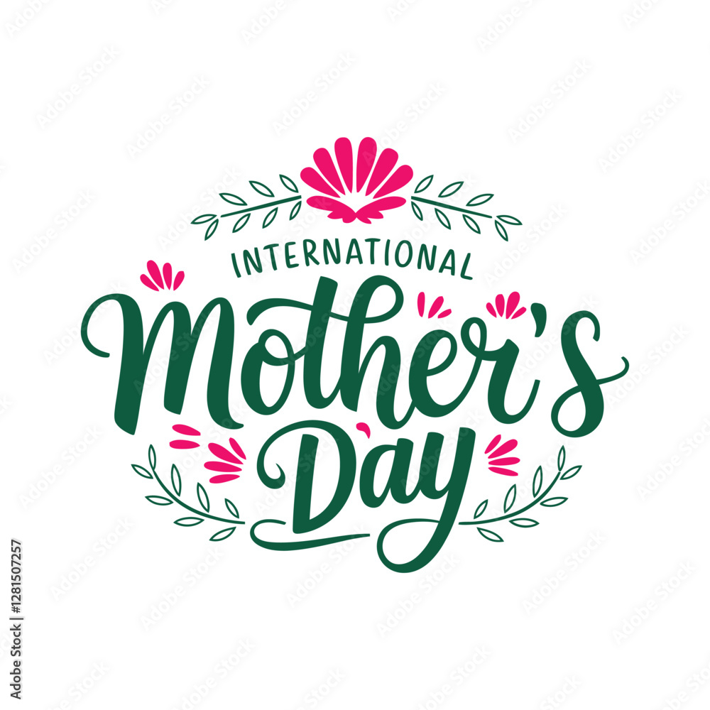 Naklejka premium Happy Mothers Day lettering set. Handmade calligraphy vector illustration. Mother's day card with heart