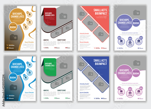 Charity Flyer Template for Nonprofit Organization Fundraising Donations Volunteer Support Community Awareness Social Welfare Event Design for Helping People and Making a Difference banner poster eps.