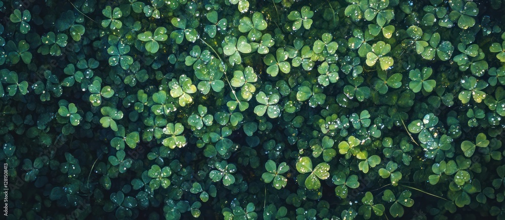 Lush green clover leaf background texture. Lush green clover leaf background texture.