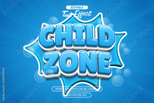 Child zone editable text effect with soap bubble decoration