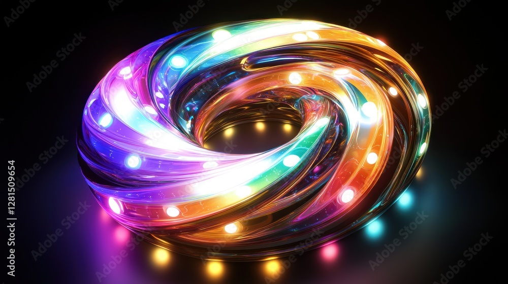 Abstract Glowing Torus: A Symphony of Light and Color Abstract Glowing Torus: A Symphony of Light and Color