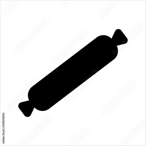 vector salami sausage black simple icon. Vector salami sausage black simple icon isolated on white background for web and advertising