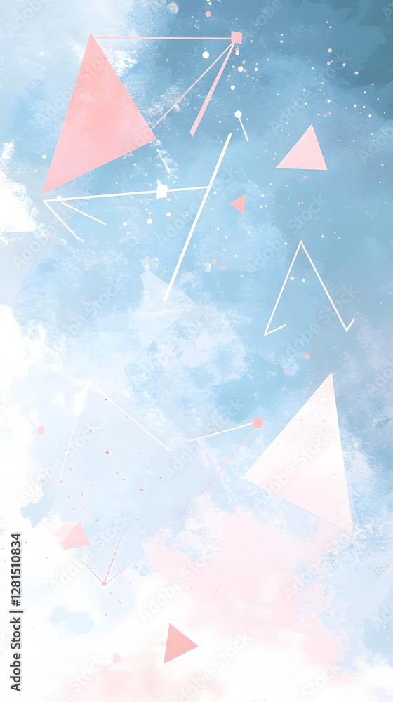 Obraz premium Abstract geometric background with blue lines and dots on a white background 