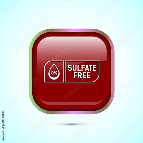 Sulfate free icon design illustration. label for product warranty, Red color square button design
