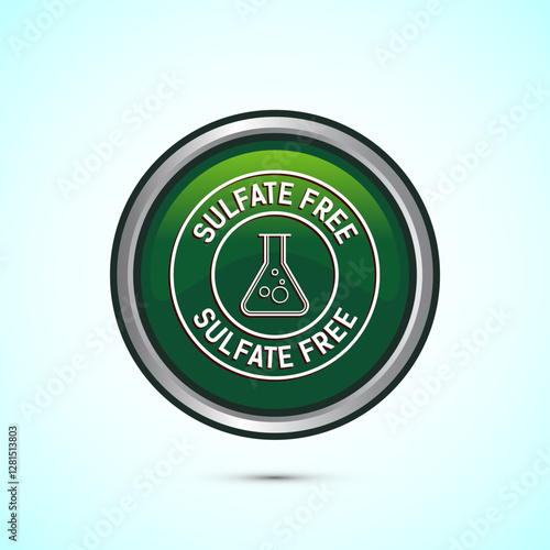 Sulfate free icon design illustration. No sulphate badge label for product warranty, Green color round button design