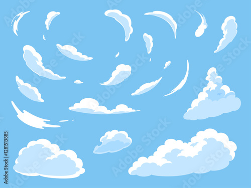 見上げた雲のイラスト素材セット
