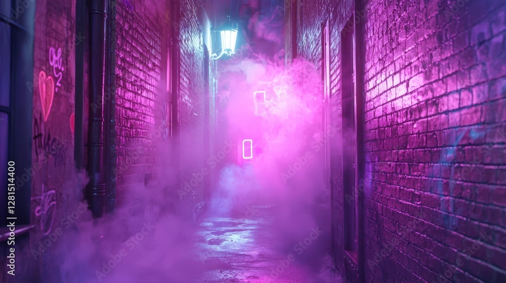 Neon-Lit Alleyway: A Mystical Night in the City Neon-Lit Alleyway: A Mystical Night in the City