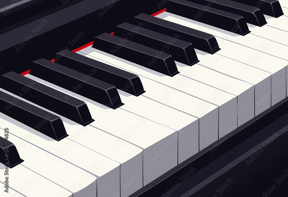 Minimal Piano Keys: A 2D Vector Graphic with Clean Lines and Basic Shapes, Creating a Simple and Understated Musical Illustration
Minimal Piano Keys: A 2D Vector Graphic with Clean Lines and Basic Shapes, Creating a Simple and Understated Musical Illustration