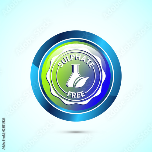 Sulfate free icon design illustration. No sulphate badge label for product warranty, Glossy round button design