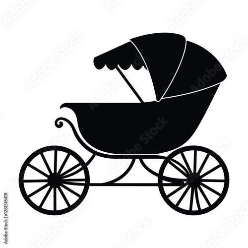 baby carriage silhouette vector illustration