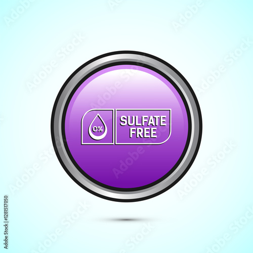 Sulfate free icon design illustration. No sulphate badge label for product warranty, Pink color round button design
