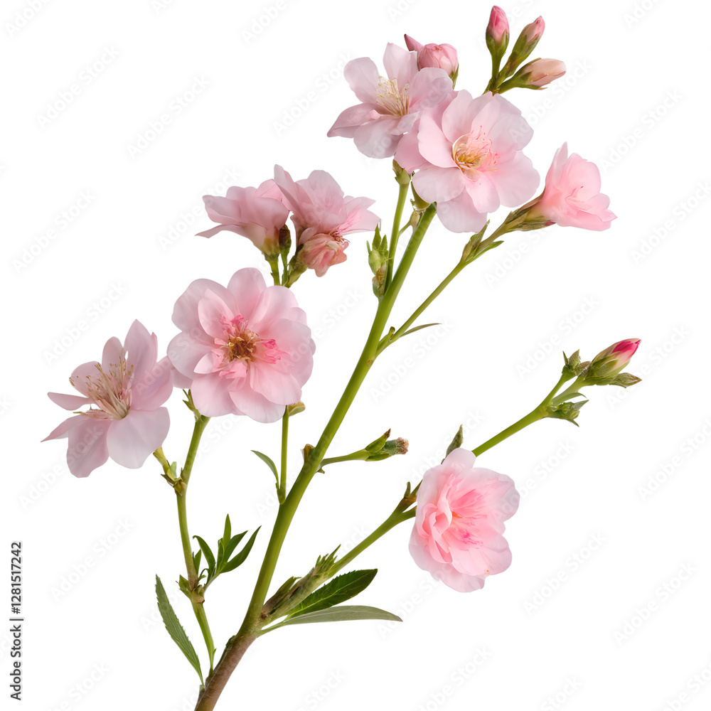 Blossoms of pink-leaf plum in front of transparent background background Blossoms of pink-leaf plum in front of transparent background background
