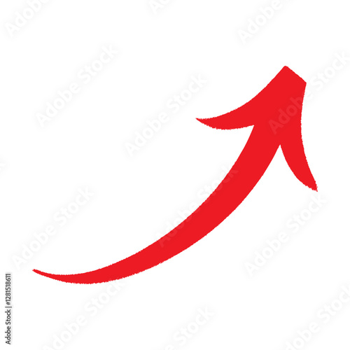 手書きの上昇する矢印　赤