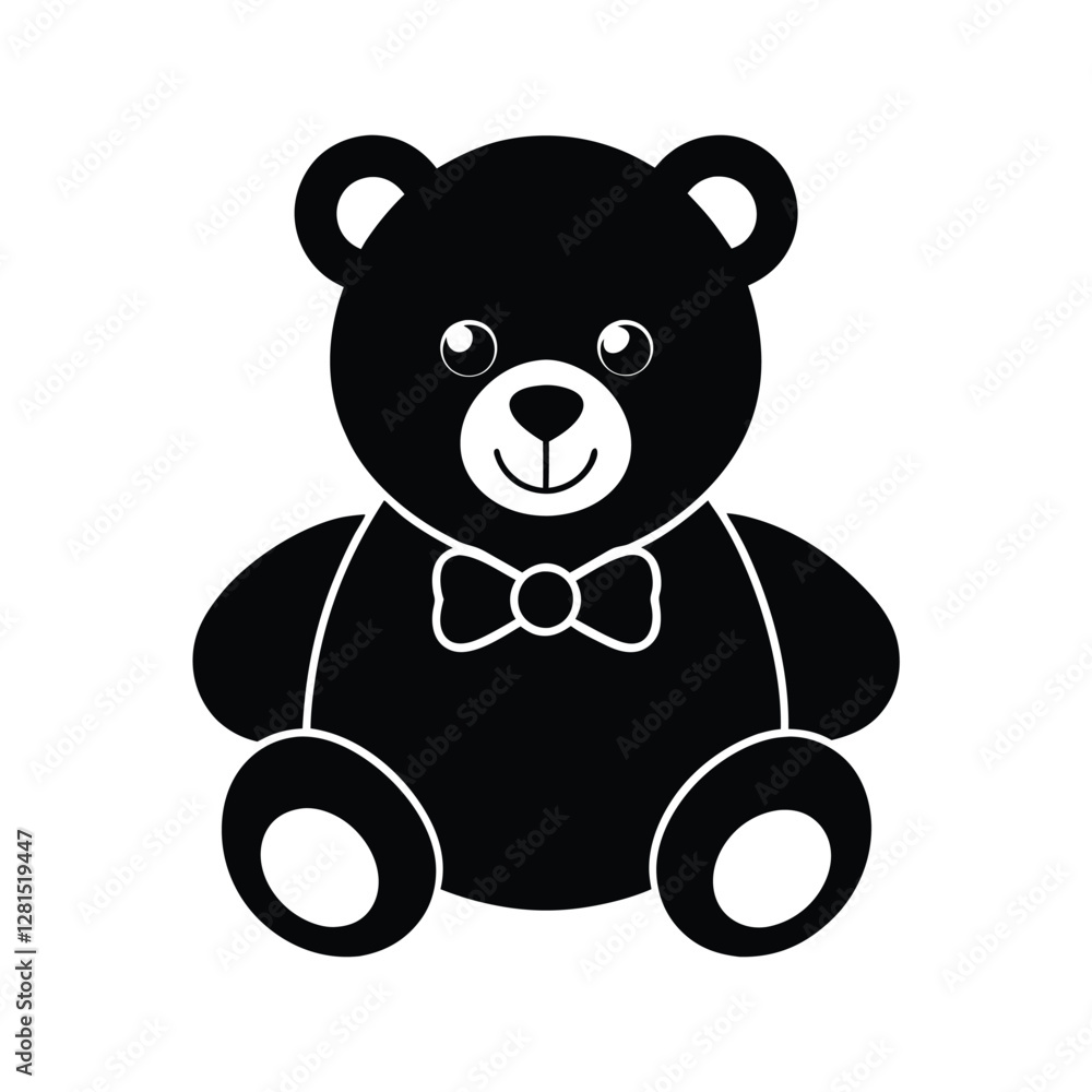 Obraz premium A black and white vector of a fluffy teddy bear.