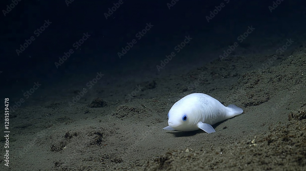 Naklejka premium Albino fish seabed ocean dark background marine life