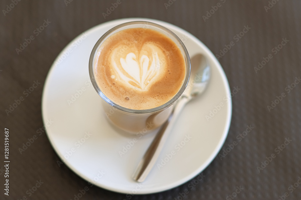Latte with a heart. Breakfast. Caffeine Latte with a heart. Breakfast. Caffeine