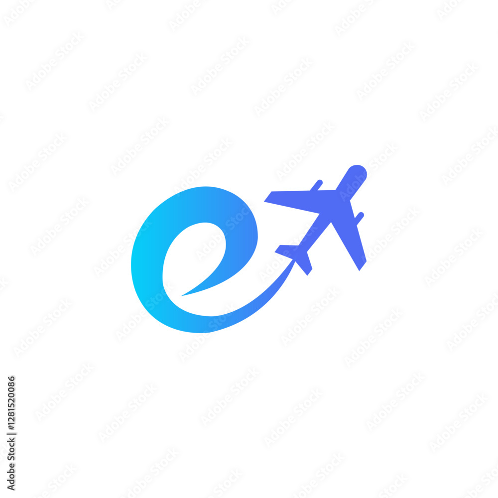 Travel Agency Logo Design Airplane and Swirling E Initial Travel Agency Logo Design Airplane and Swirling E Initial